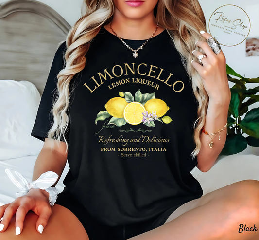 Limoncello T-Shirt, Vintage Italian Lemon Tee, Sorrento Italia Shirt, Amalfi Coast Citrus Drink Aesthetic, Italy Summer Gift