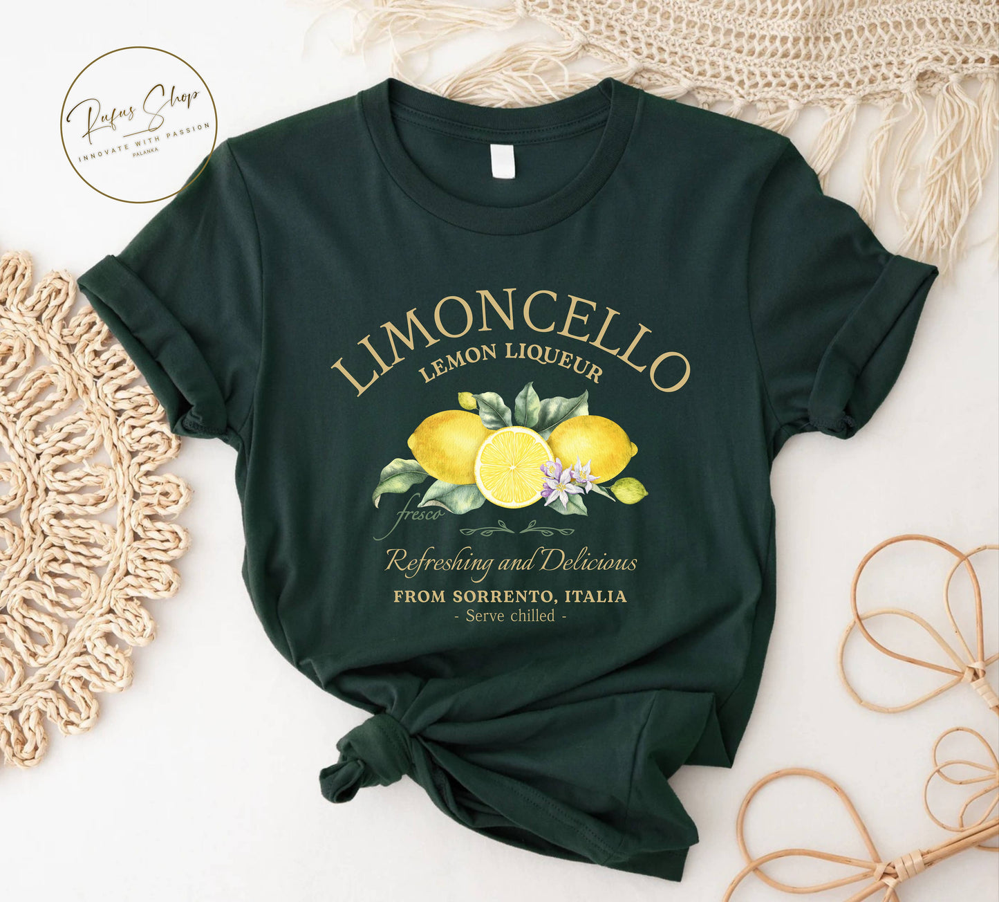 Limoncello T-Shirt, Vintage Italian Lemon Tee, Sorrento Italia Shirt, Amalfi Coast Citrus Drink Aesthetic, Italy Summer Gift
